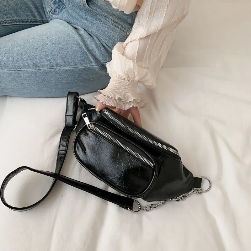 Black Fanny Pack Belt Bag: Murse Man Purse