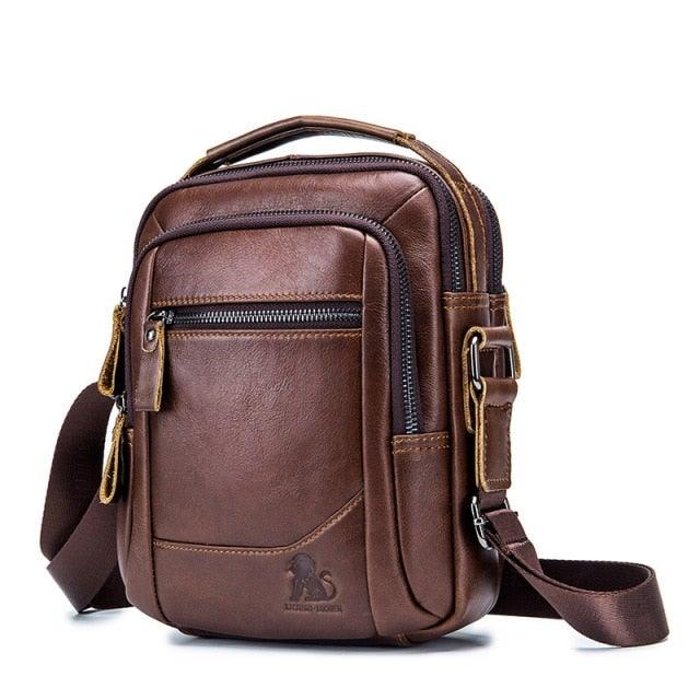 Brown Genuine Leather messenger bag Unisex toiletry Bag Handbag Tote purse  9 X 8 – Online Leather Bag Store
