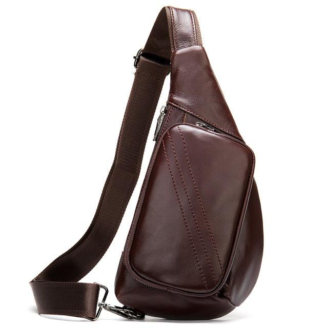 Men's Chest Bags Genuine Leather Shoulder Bag Men Casual Mens