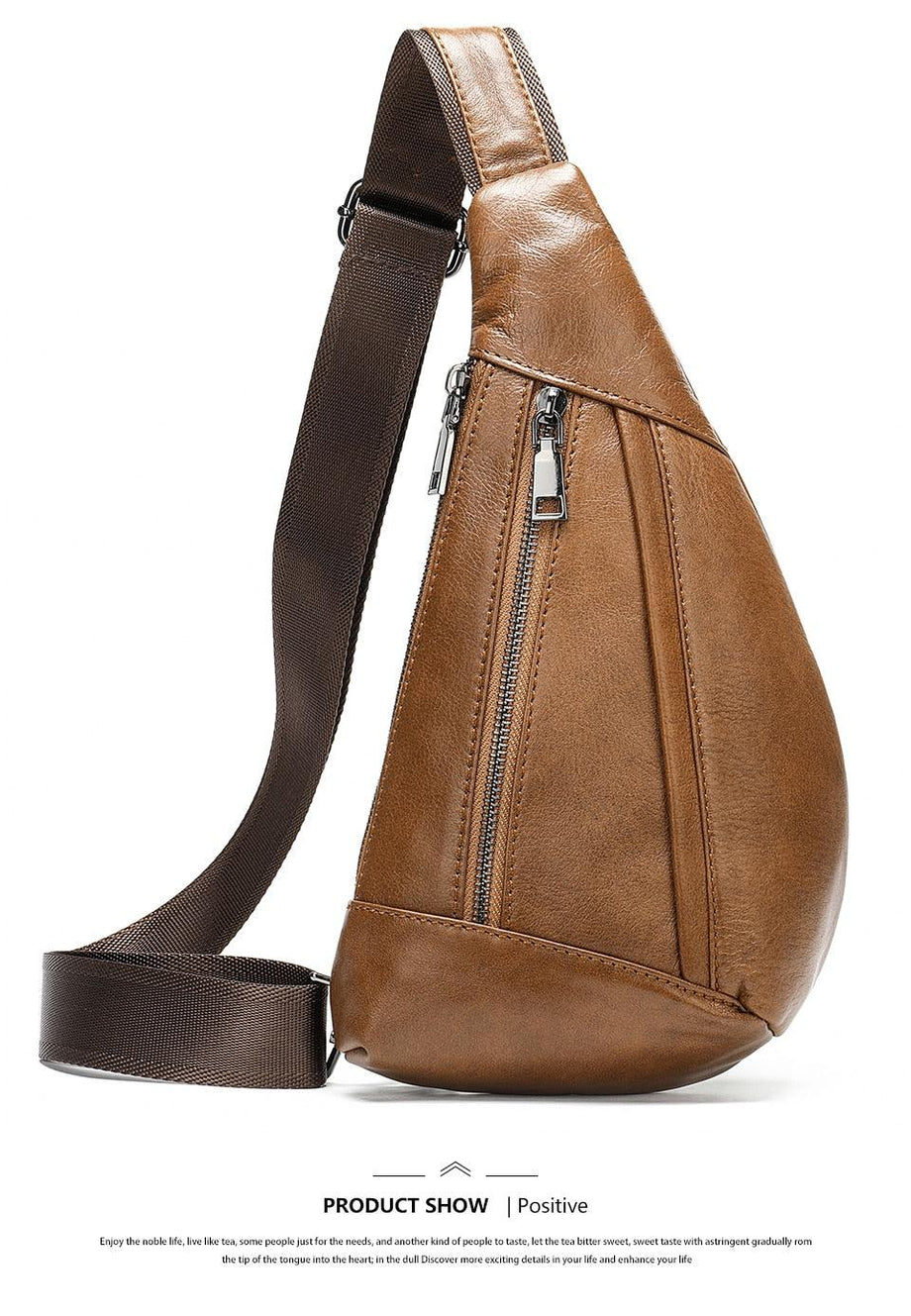Genuine Brown Mens Leather Sling Bag