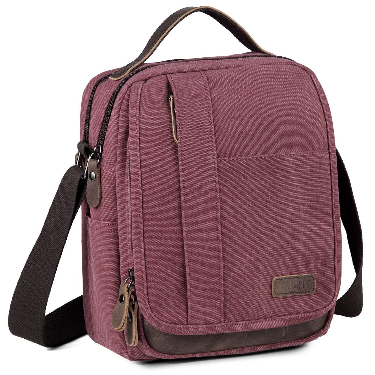 Small Purple Canvas Messenger Bag